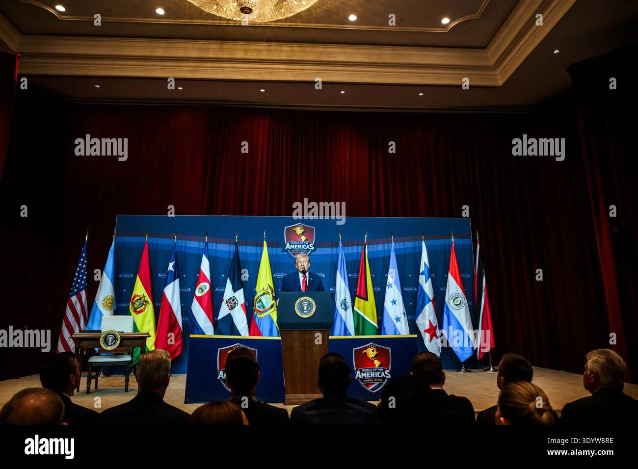 President Donald J. Trump delivers remarks during the Shield of the ...