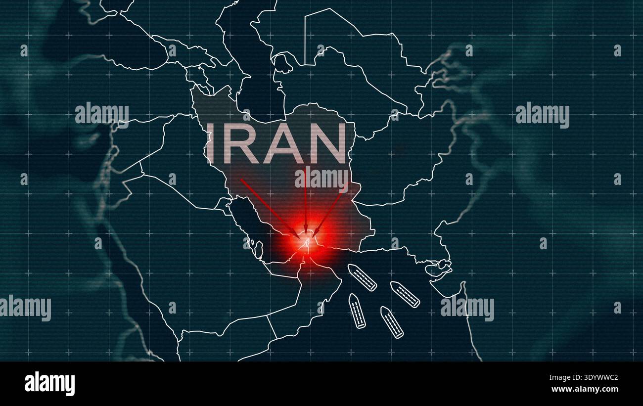 Conflict map highlighting Iran and USA tensions in the Middle East ...