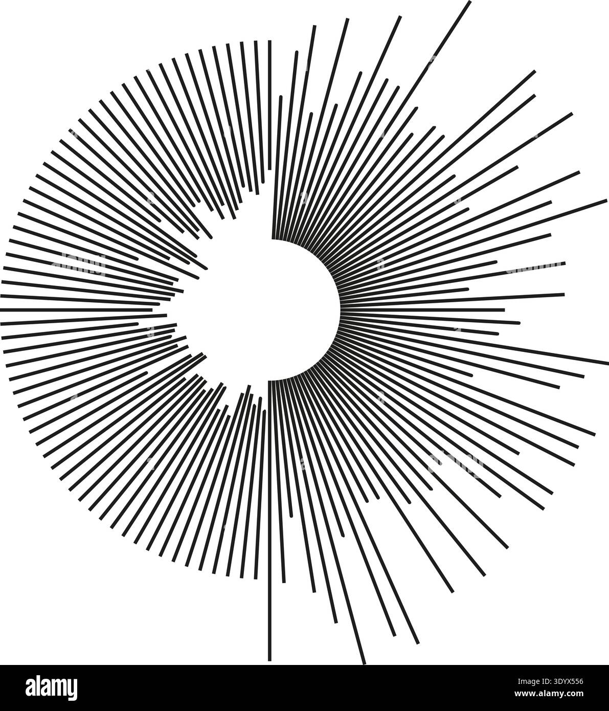Irregular Rays Vector Circular shape with irregular rays half inside and half outside, with a ...