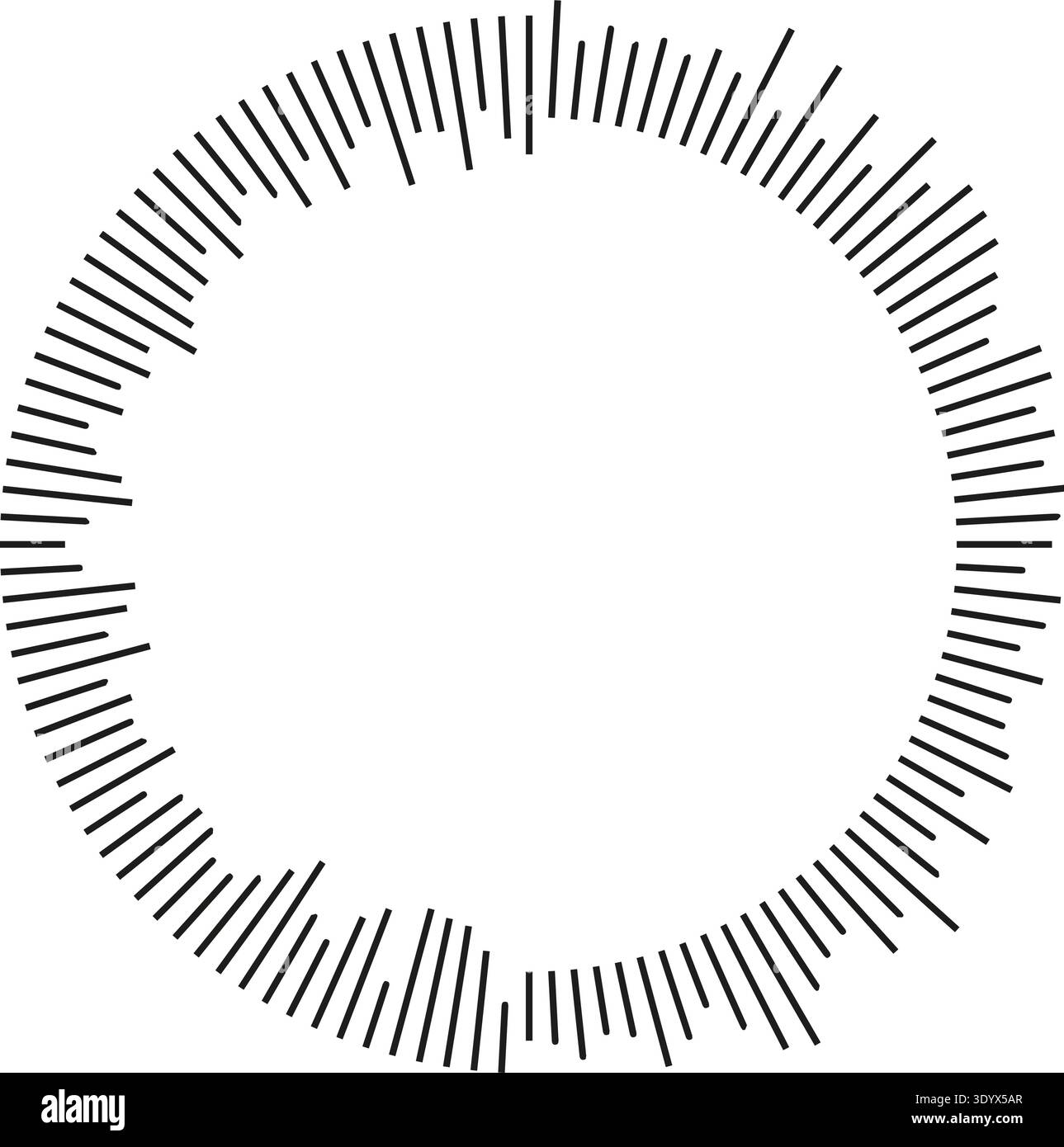 Circular shape with irregular rays radiating from the center, half ...