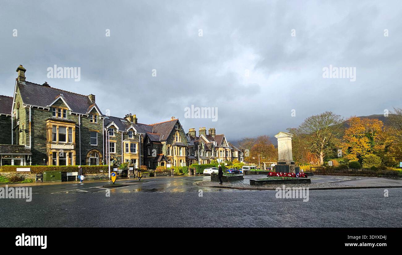Keswick War Memorial and Station Road, Cumbria - Smartphone Captured Stock Image