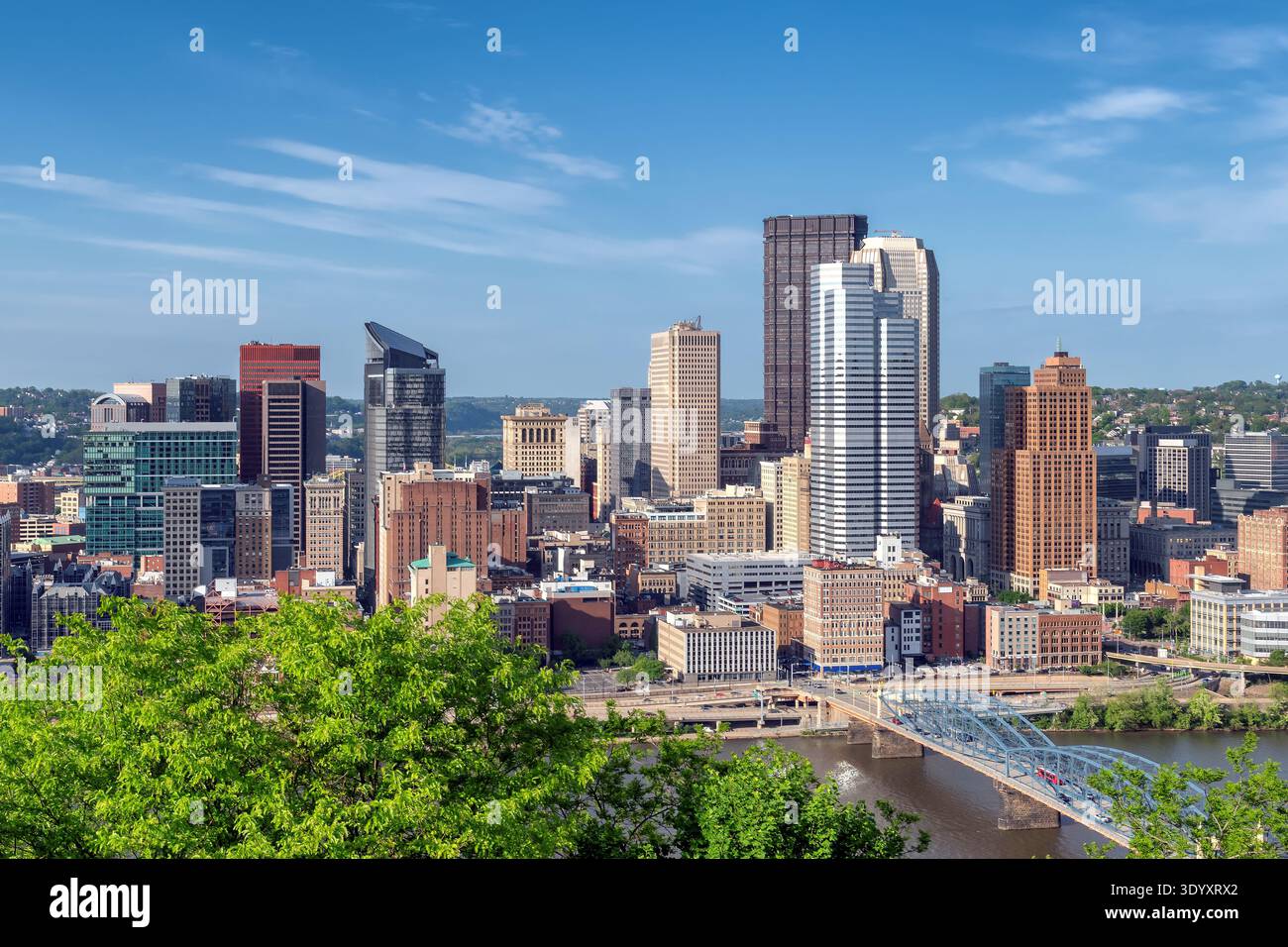Pittsburgh City skyline. aerial view in Pittsburgh, Pennsylvania. Stock Photo