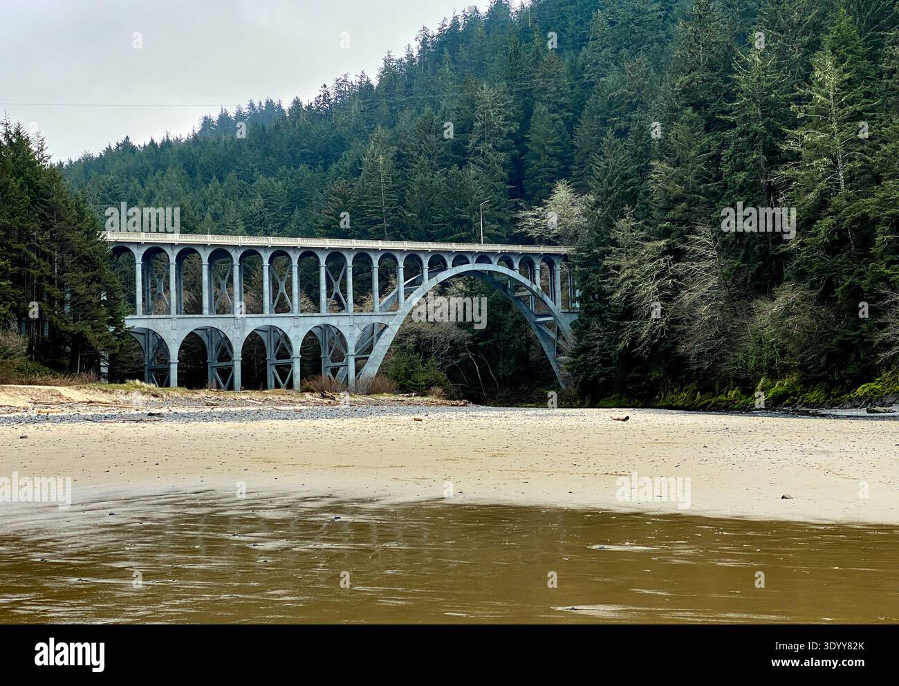 Bridge along the scenic Oregon coast. Haceta Head, Oregon, USA - Smartphone Captured Stock Image