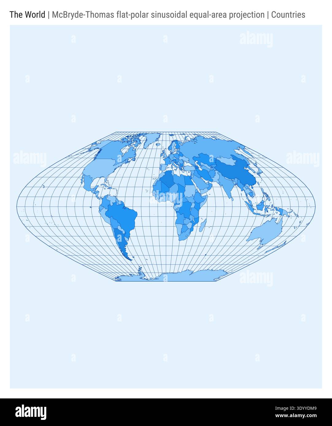 Flat polar sinusoidal equal area projection hi-res stock photography ...