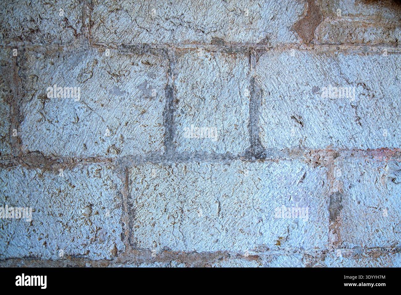 Textured Ancient Limestone Brick Wall Detail Stock Photo