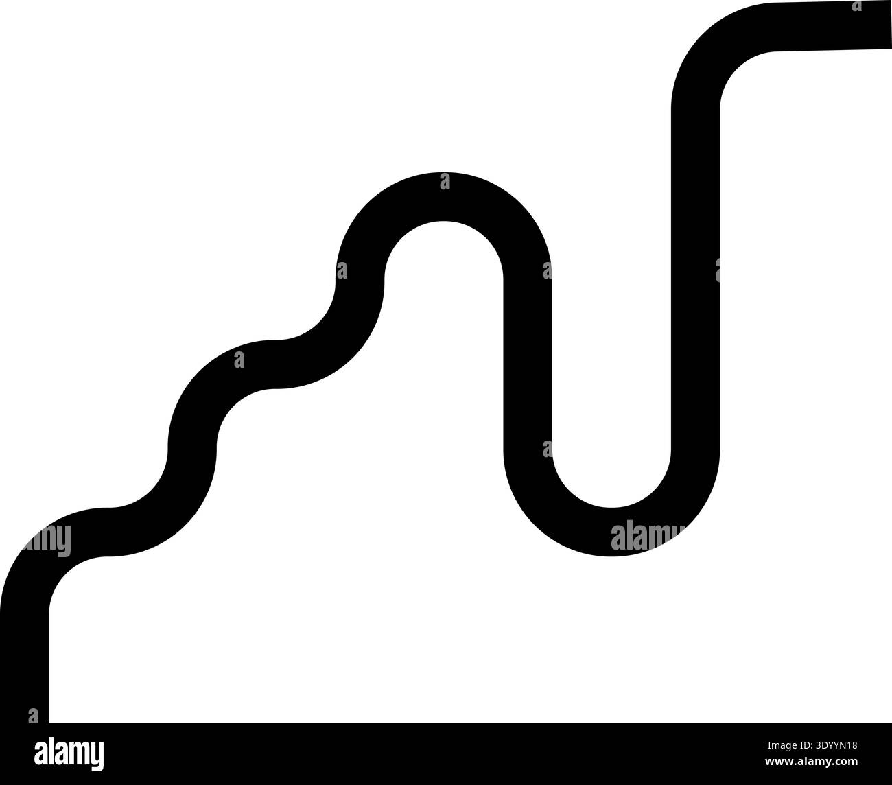 Thick curved and wavy line forming paths with rounded shapes, featuring ...