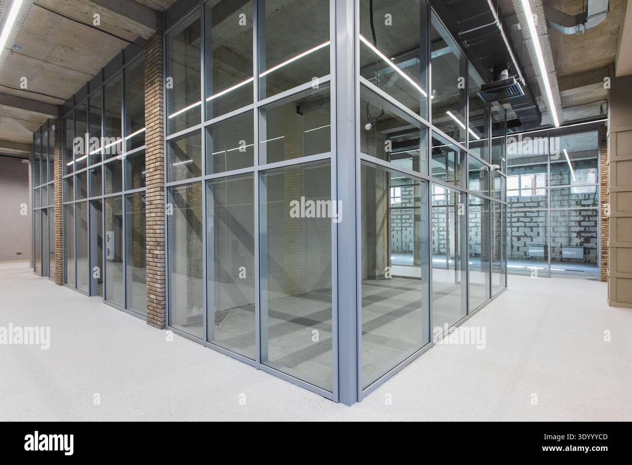 Modern Office Glass Partitions Stock Photo