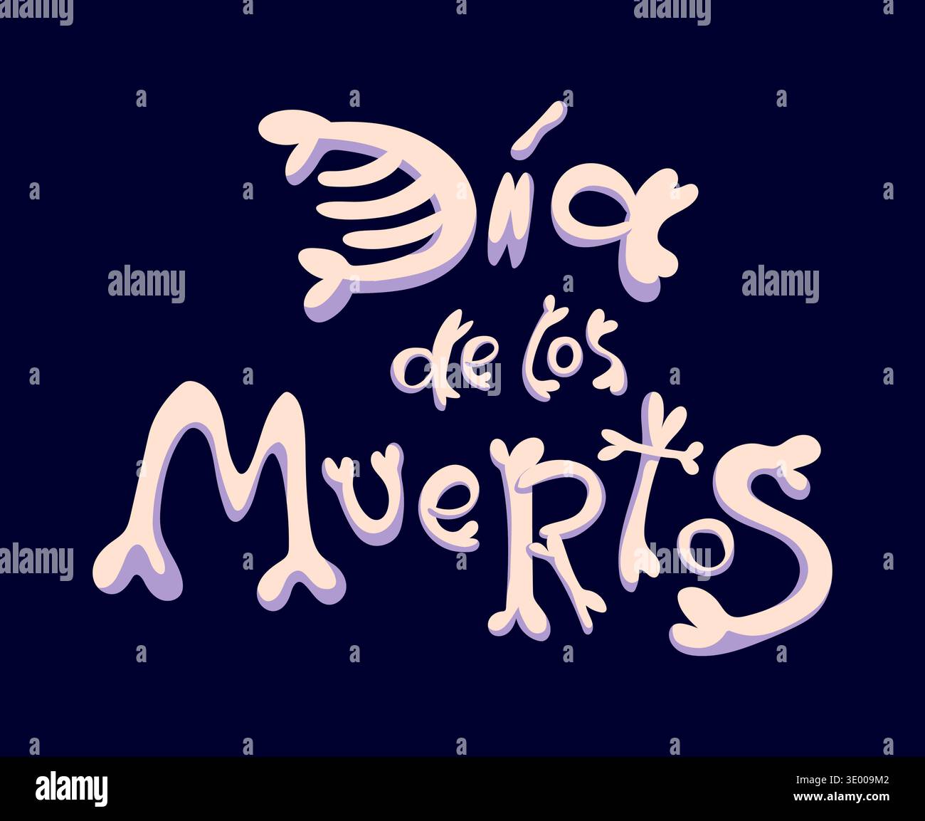 Mexican Day of the Dead bone typography. Day of the Dead carnival lettering, Mexican celebration vector decoration. Dia de Los Muertos holiday typography or text with human skeleton bones letters Stock Vector