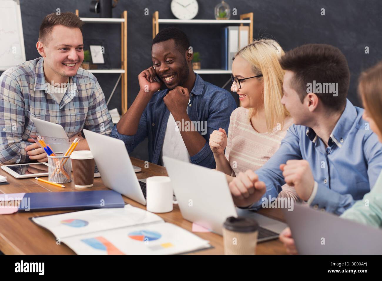 Programmers working in software developing company Stock Photo