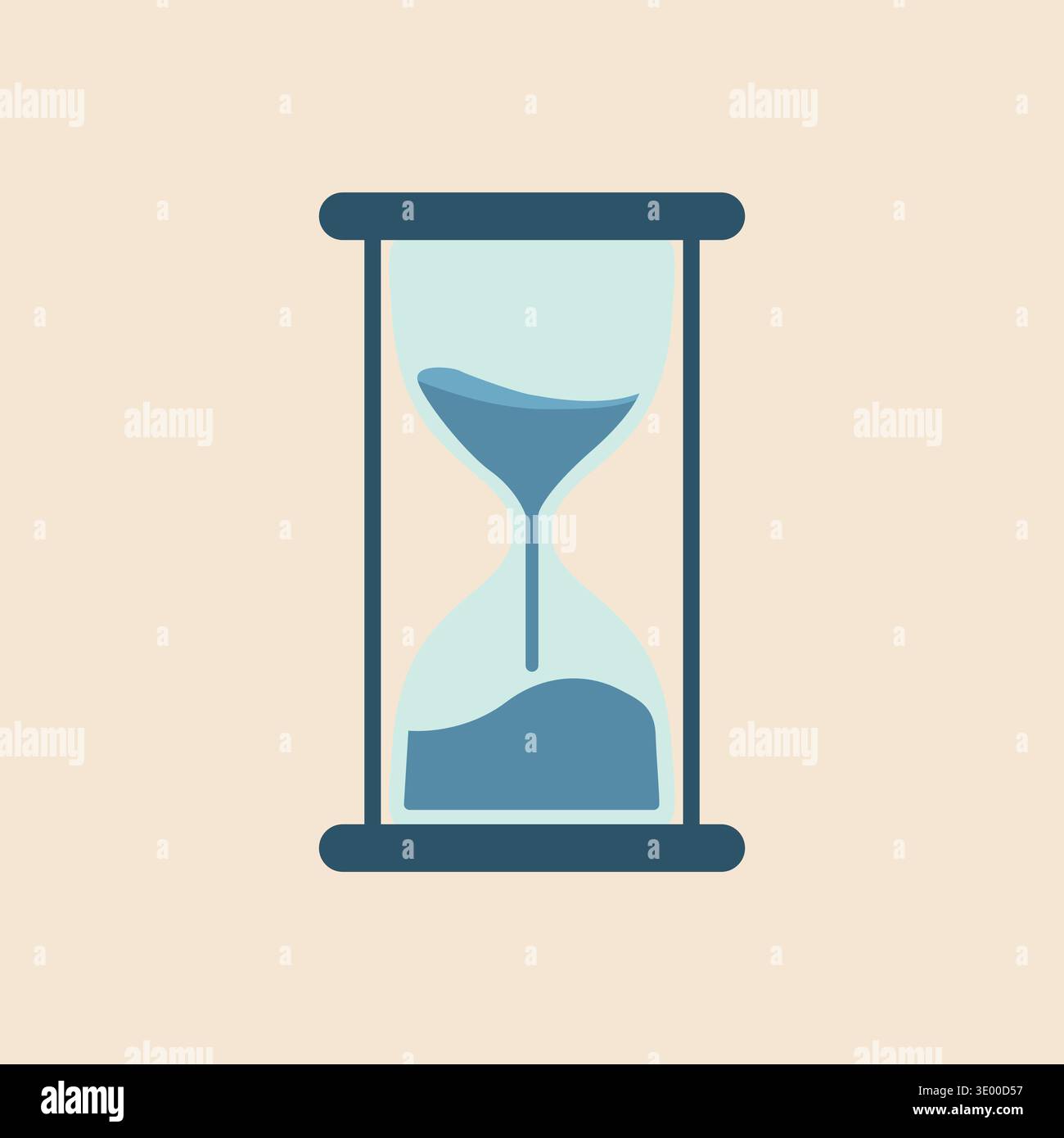 Simple hourglass timer with sand inside a glass frame in a minimal flat design Stock Vector