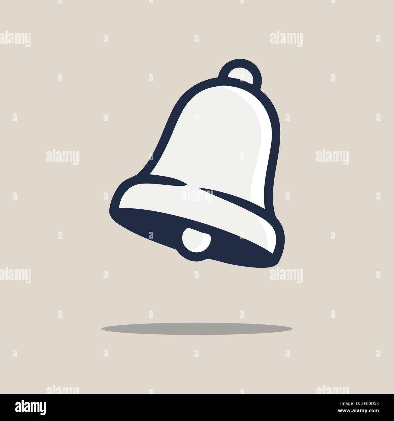 Simple bell icon with clapper and small shadow suggesting alert notification Stock Vector