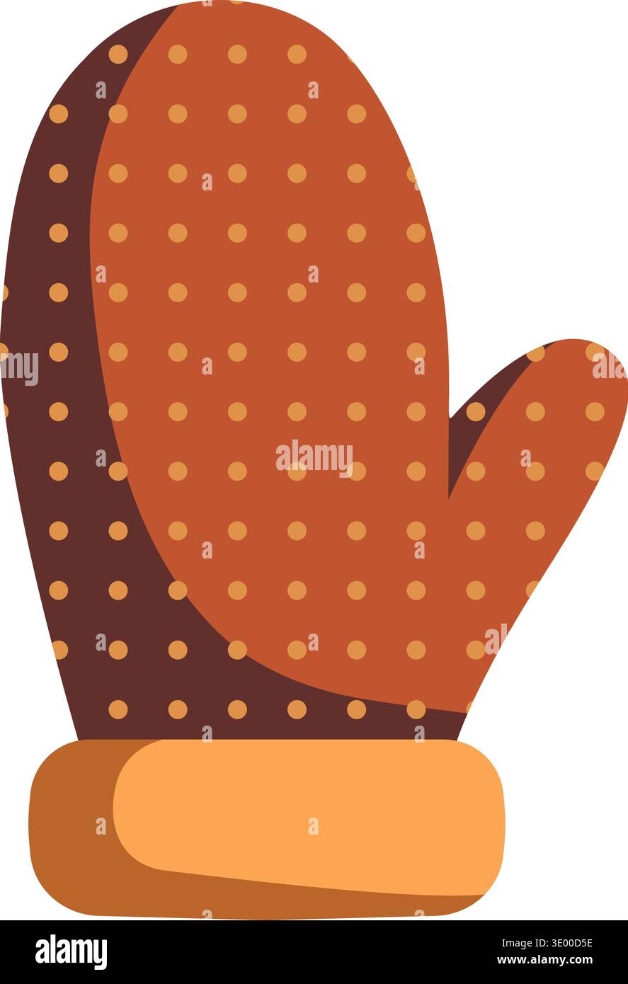 Flat illustration of a brown oven mitt with dotted texture and cuff for heat protection Stock Vector
