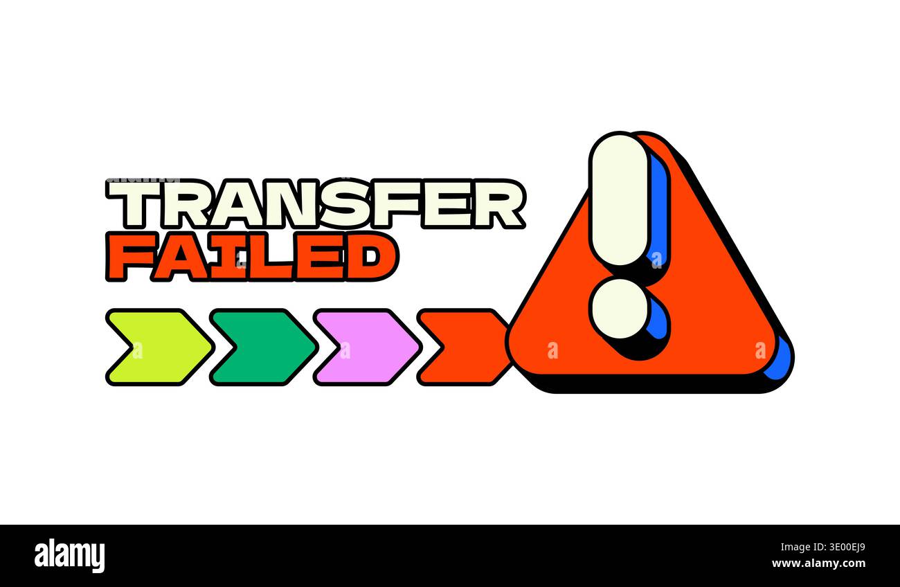Transfer failed transaction UI overlay alert illustration Stock Vector