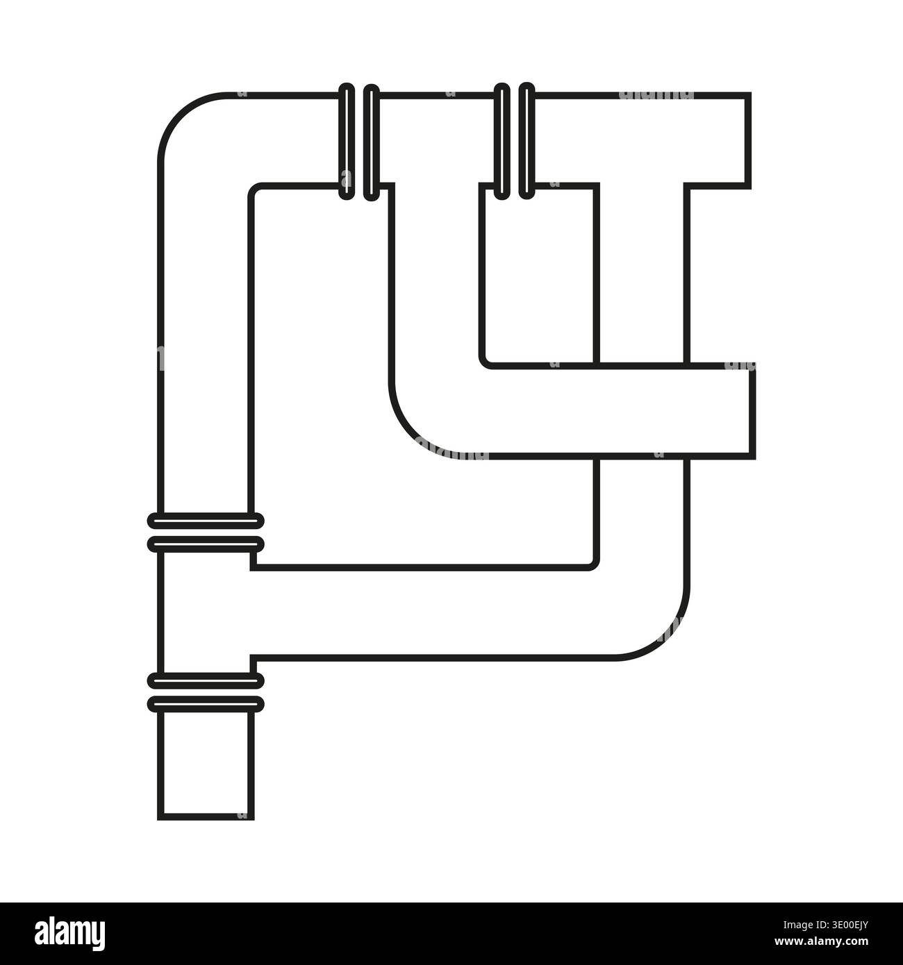 Industrial pipe set. Engineering system Vector. Plumbing network symbol. Tube structure icon. Stock Vector
