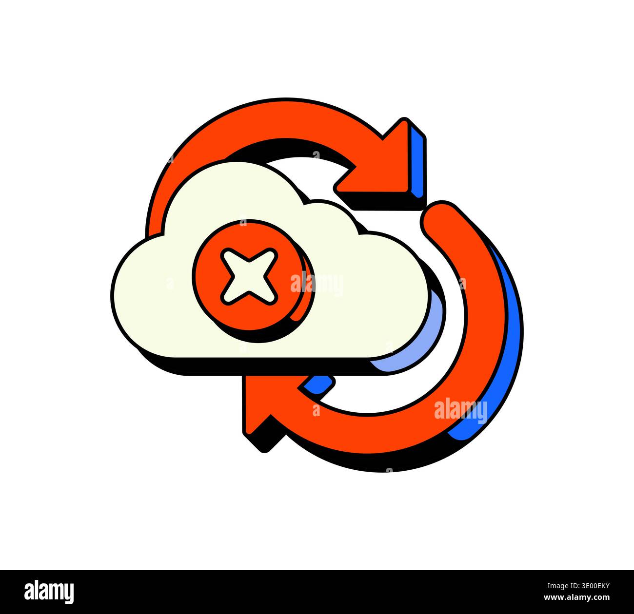 Cloud sync failed data error UI overlay alert illustration Stock Vector