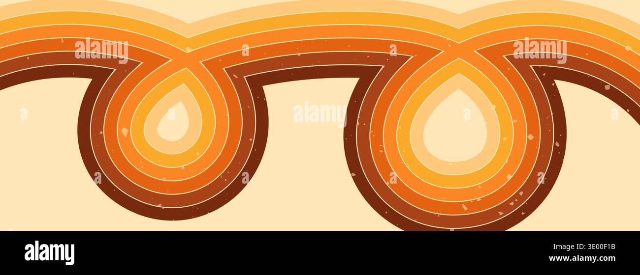 Groovy background with a stripe warm color arch. Stock Vector