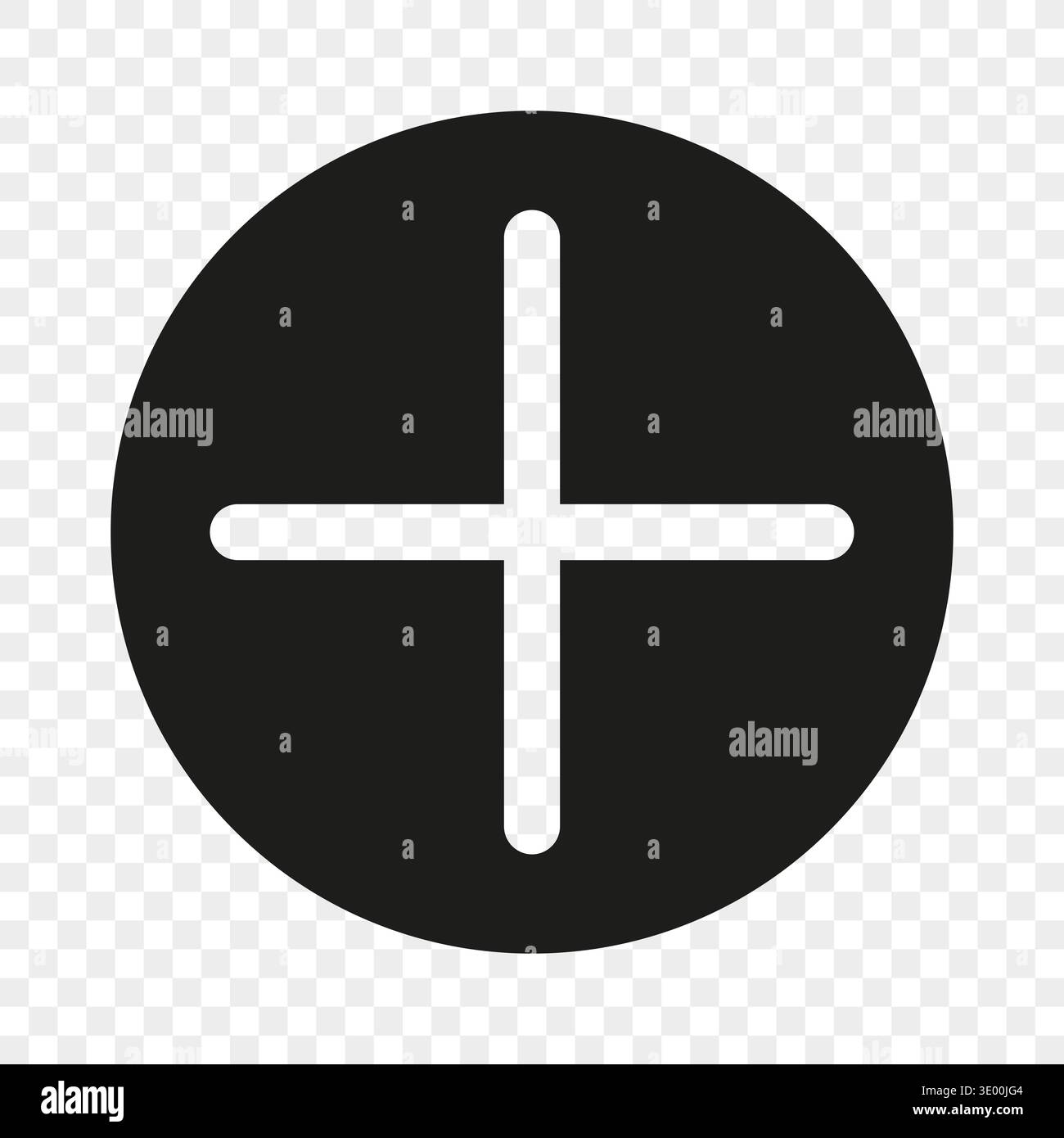 Addition interface icon. Positive Vector illustration. Minimalist circular representation. Incremental software identification. Stock Vector