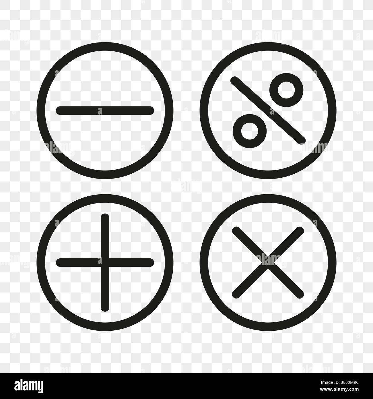 Professional math icons. Graphic calculation symbols. Interface button Vector. Professional transparent background Stock Vector