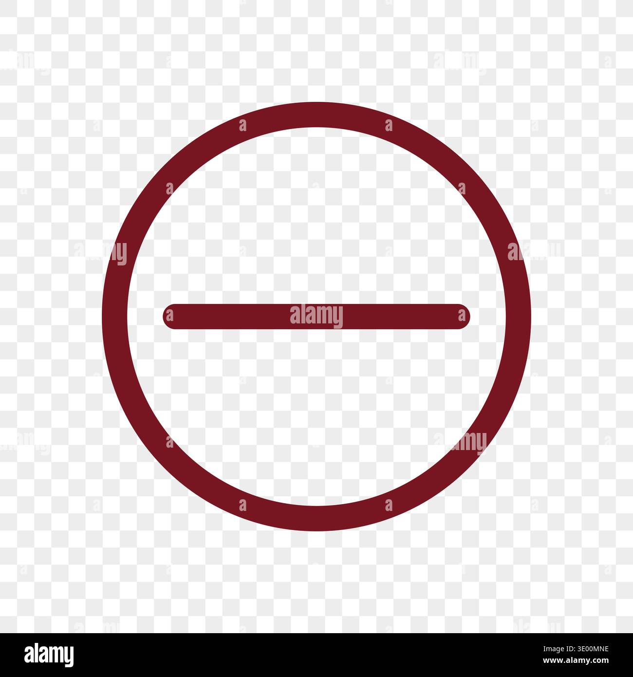 Subtraction interface icon. Negative Vector representation. Minimalist circular illustration. Prohibited removal identification. Stock Vector