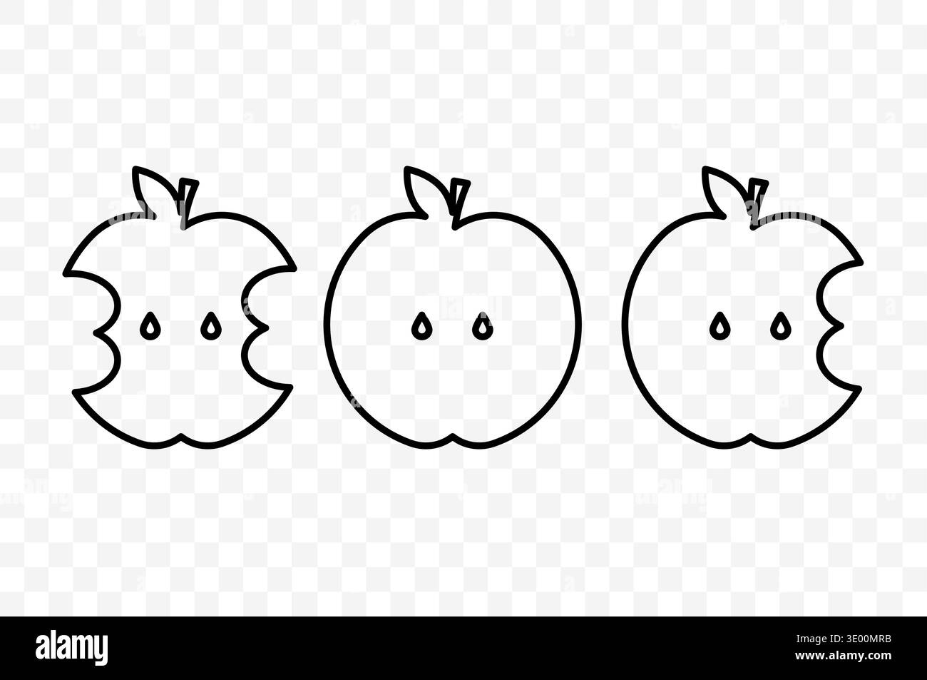 Comprehensive three 3 collection. Professional apples Vector. Extraordinary fruit shape. Traditional organic elements. Stock Vector