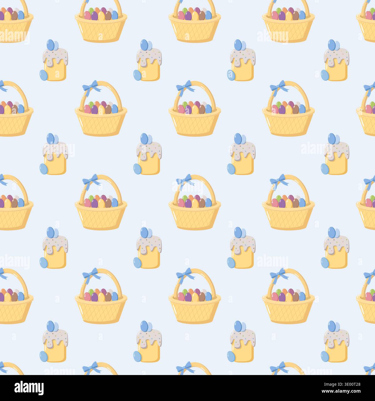 Easter Pattern with Baskets Cakes Stock Vector