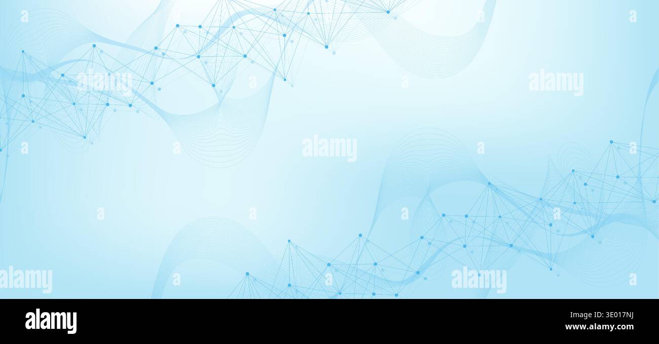 Geometric abstract background with connected line and dots. Structure molecule and communication. Big Data Visualization. Medical, technology, science Stock Vector