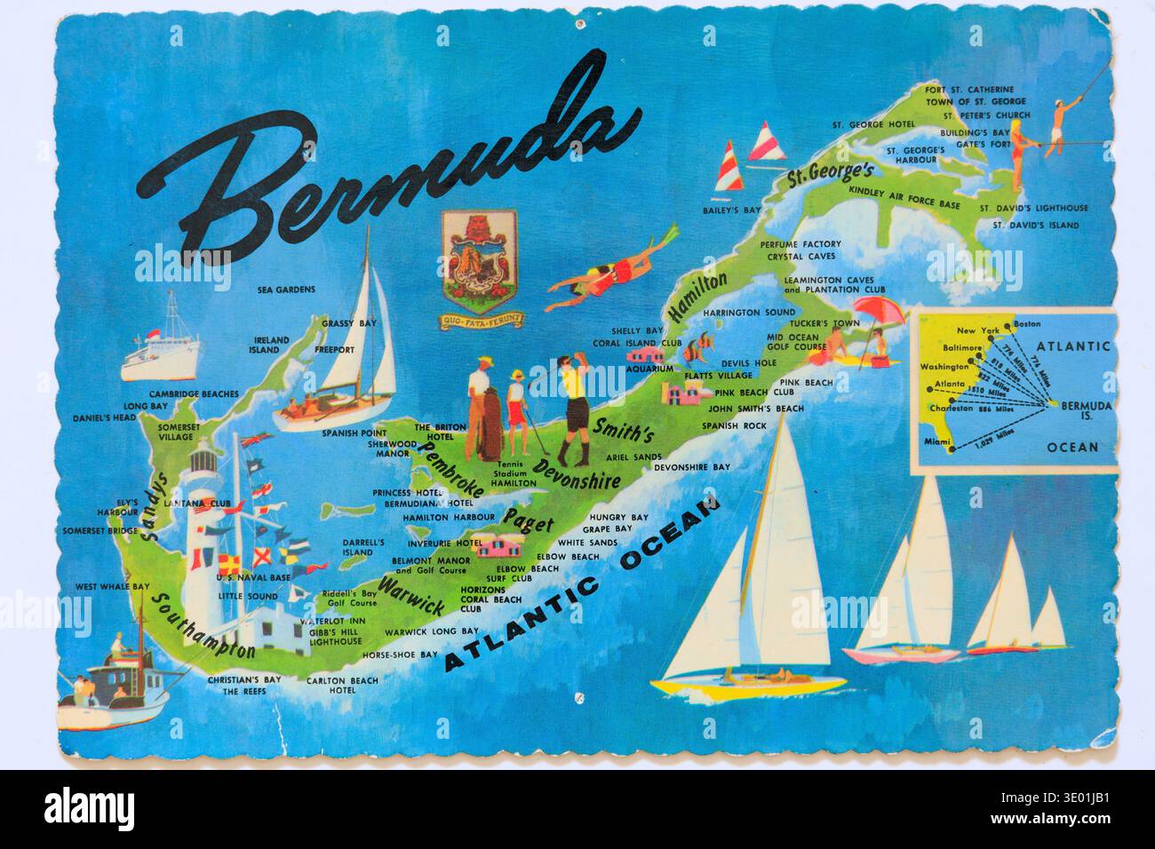 Vintage map of bermuda hi-res stock photography and images - Alamy