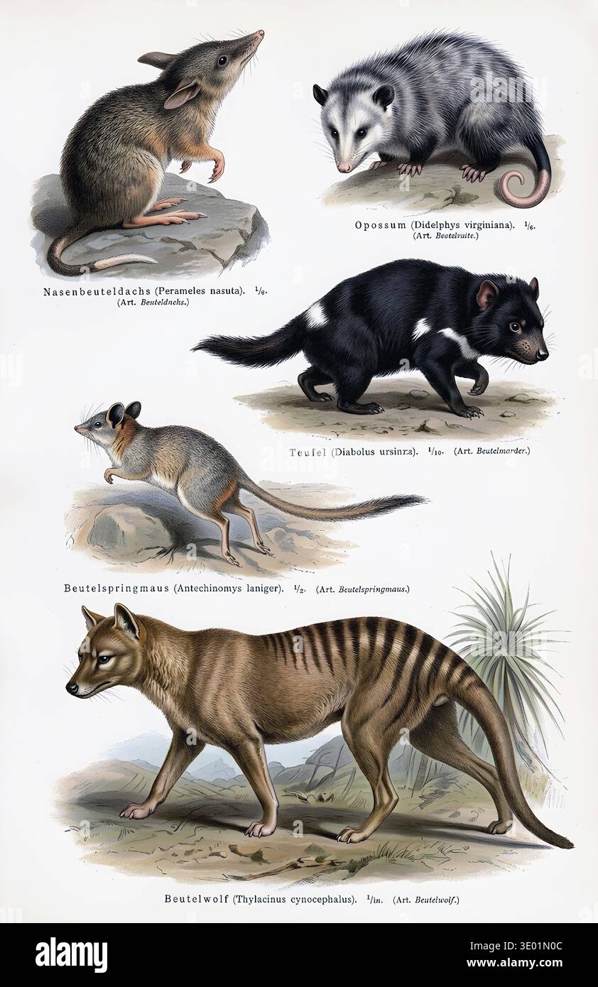 Display Panel Marsupials, Opossums (Didelphis), Marsupial rat ...