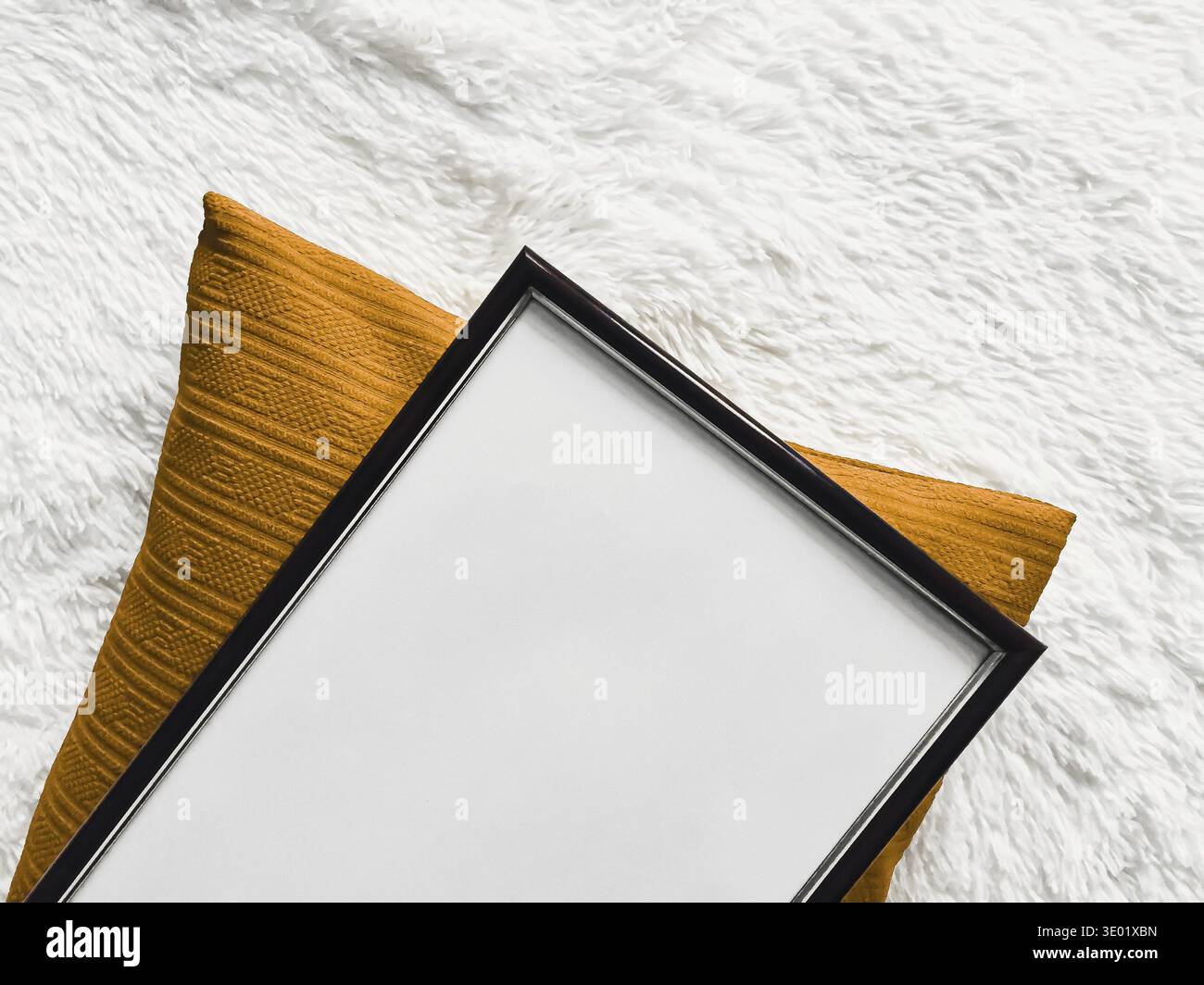 Black thin wooden frame with blank copyspace as poster photo print ...