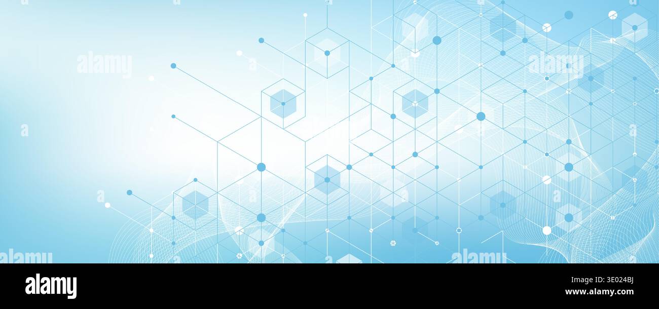 Modern health care or medical background design. Health care innovation concept. Horizontal header web banner. Abstract geometric background with Stock Vector