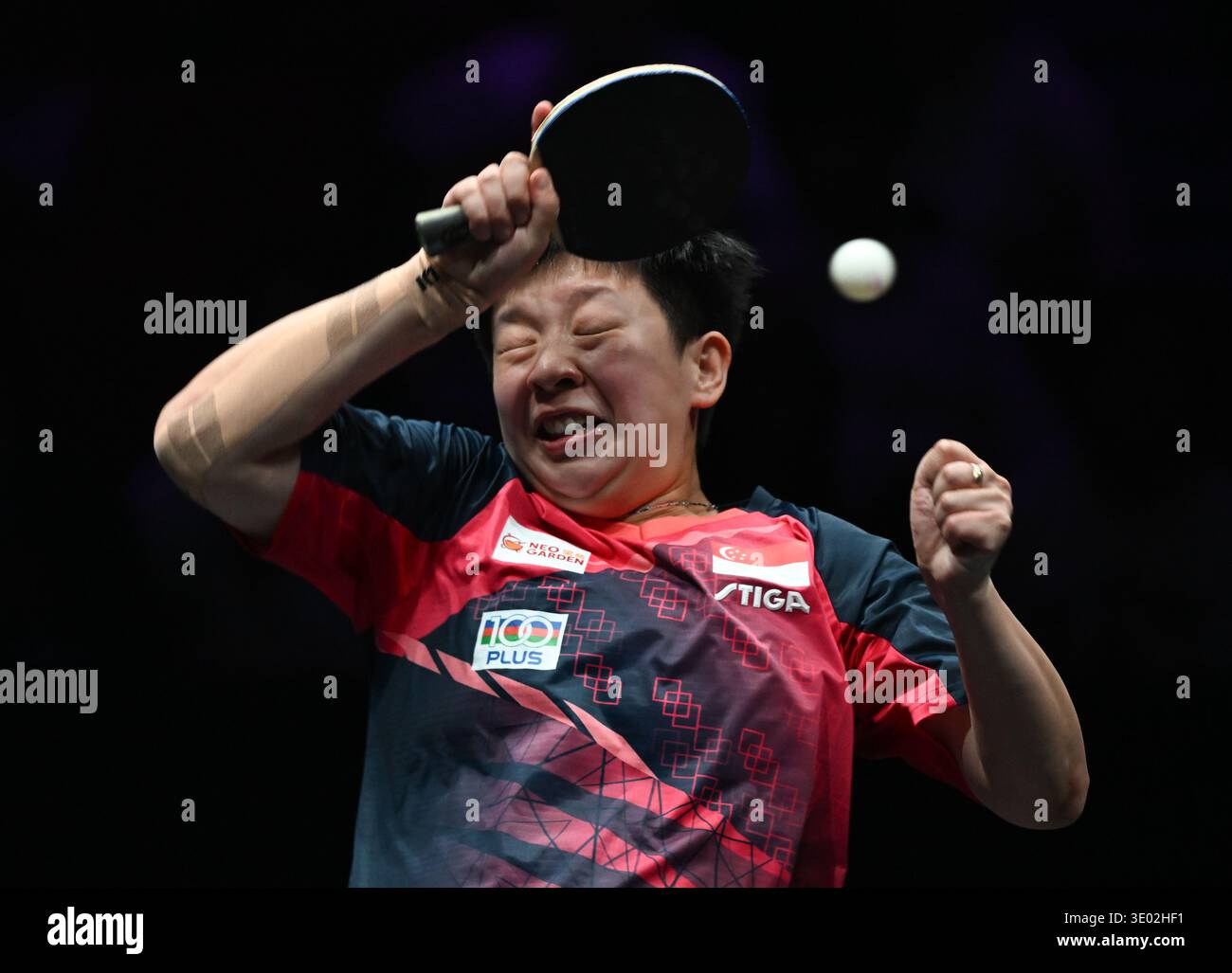 Chongqing. 10th Mar, 2026. Zeng Jian of Singapore hits a return during ...