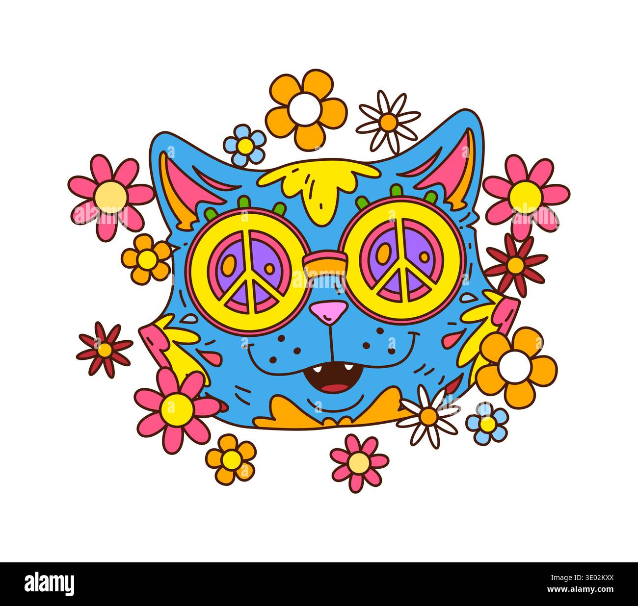 cartoon-groovy-hippie-cat-