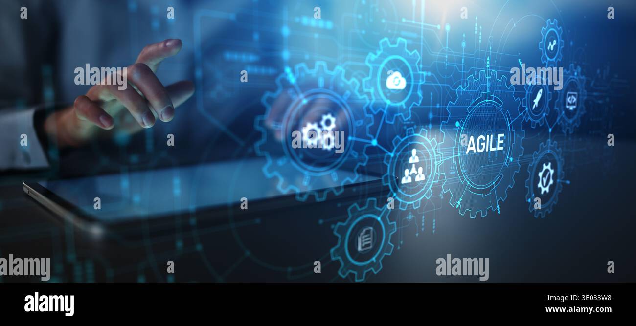 Agile Methodology and Project Management for Software Development Efficiency. Stock Photo