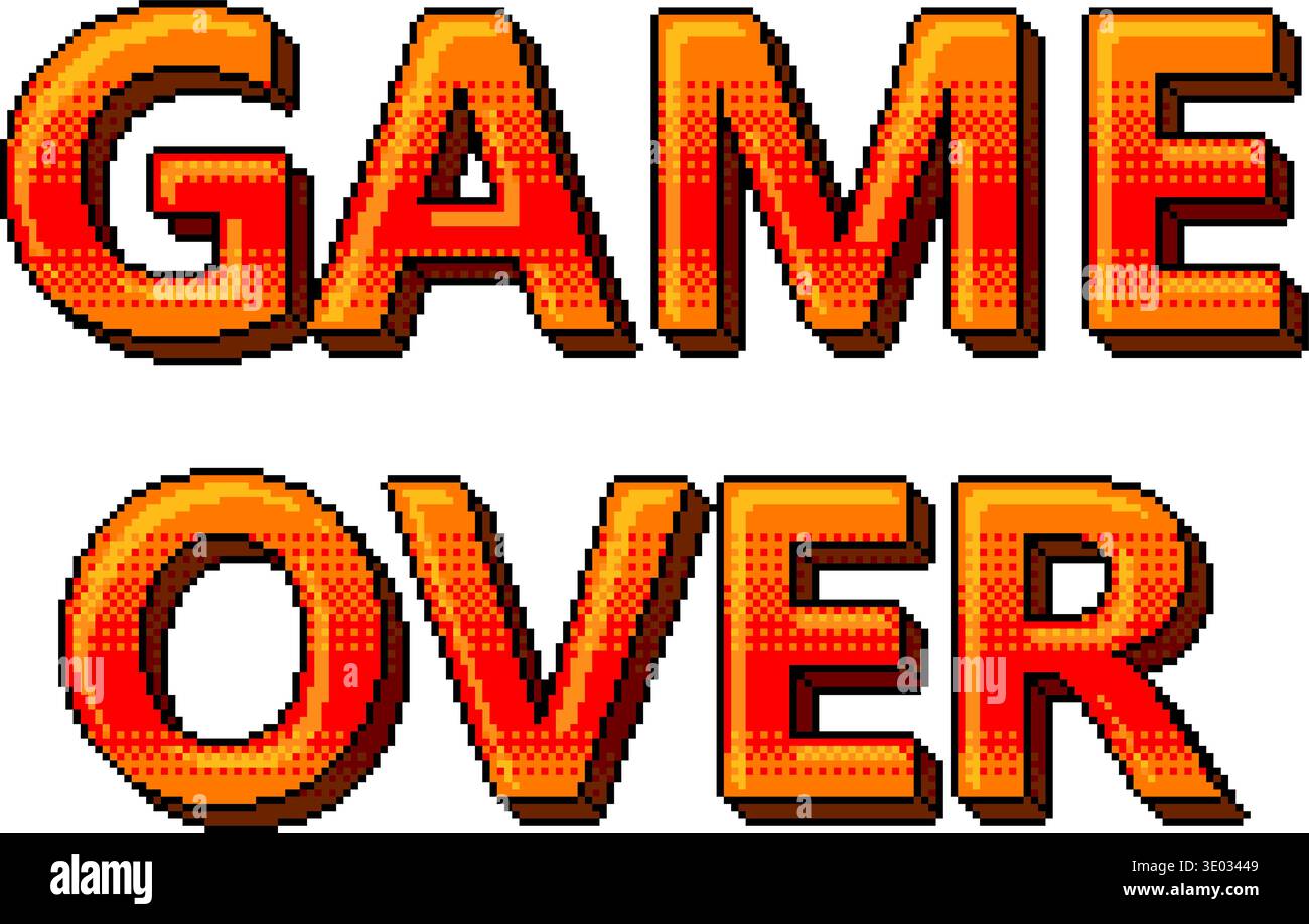 Arcade style pixel game over vector text Stock Vector