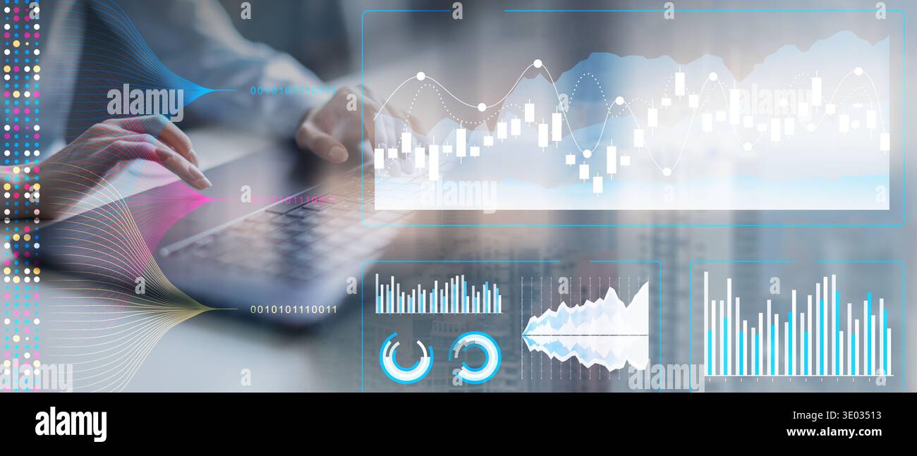 Advanced Business Analytics with Interactive Data Visualization Dashboard. Stock Photo