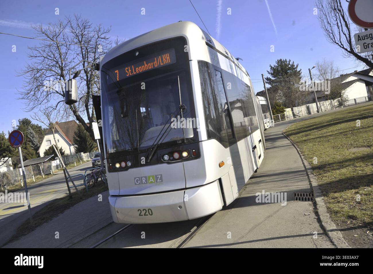 Linien graz, streetcar in the city as urban public transport by rail Stock Photo