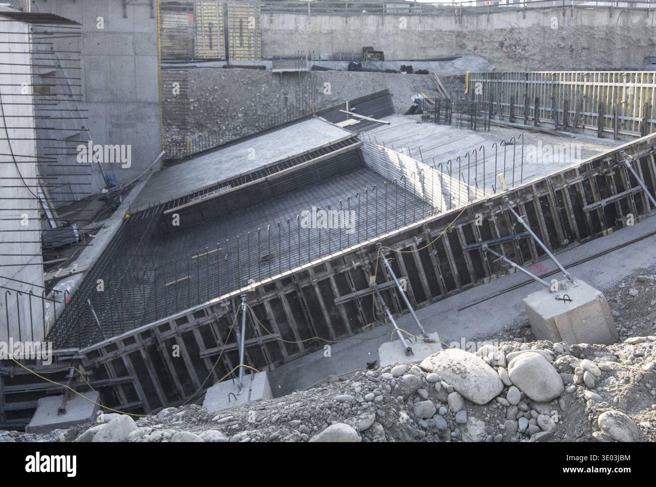 The concrete formwork in the construction industry and building industry Stock Photo