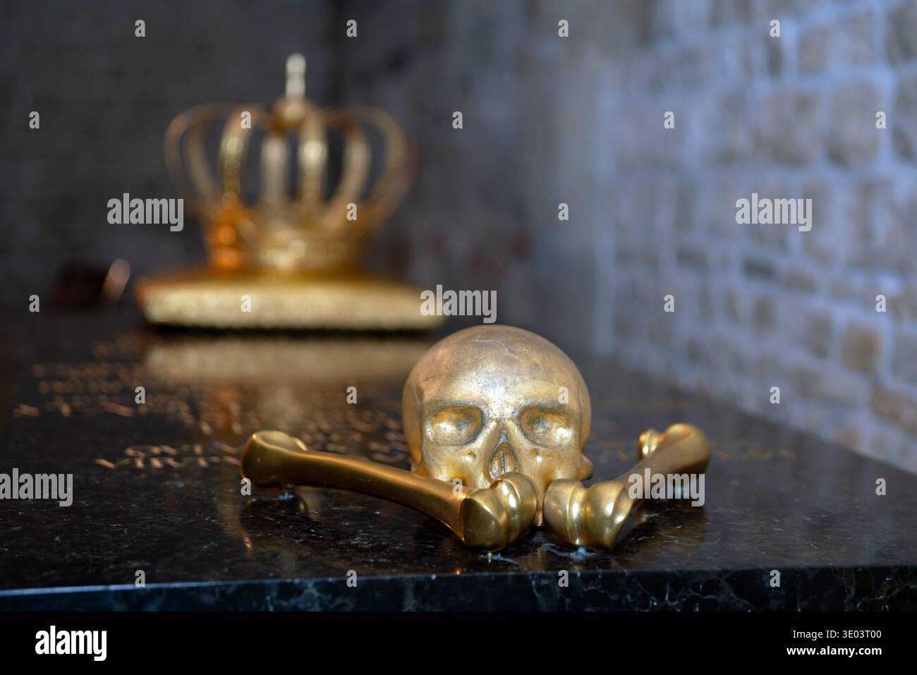 2019 Kraków, Poland, Funeral decorations on the lid of the sarcophagus of the Polish King Jan III Sobieski; Grabschmuck auf dem Deckel des Sarkophags Stock Photo
