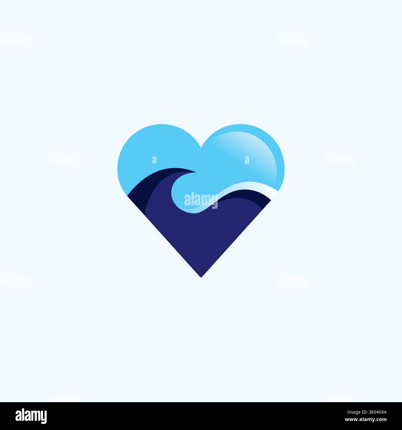 Love Wave Logo Design Vector. Ocean Heart Icon Stock Vector