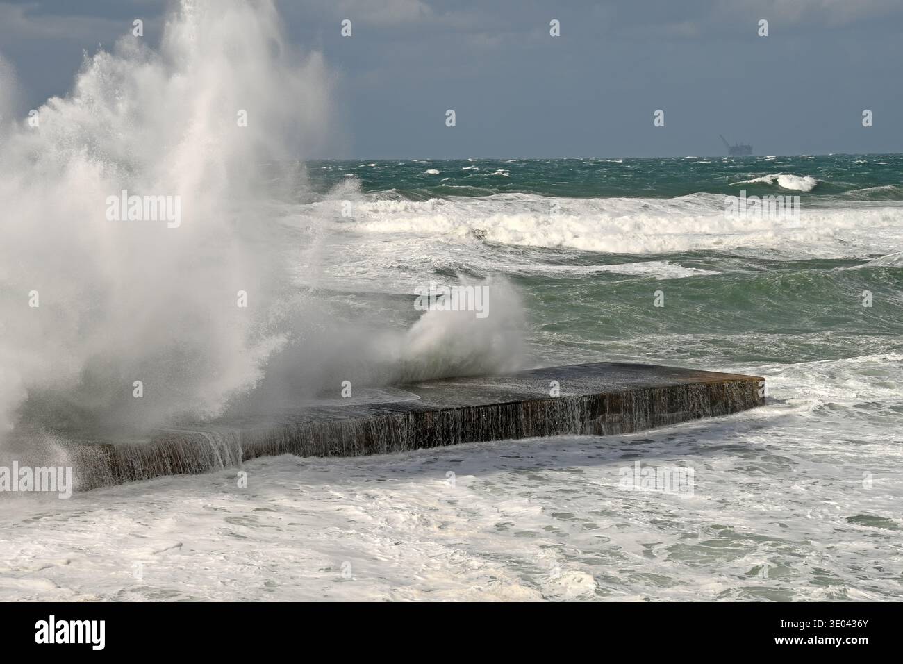 rough sea in winter Stock Photo