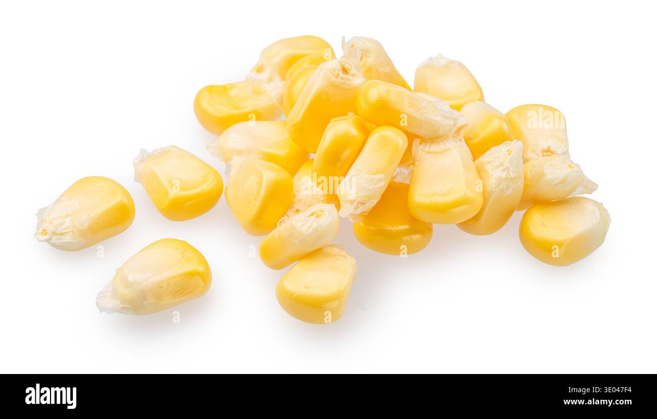 Maize cob or corn kernels isolated on white background. File contains clipping paths. Stock Photo