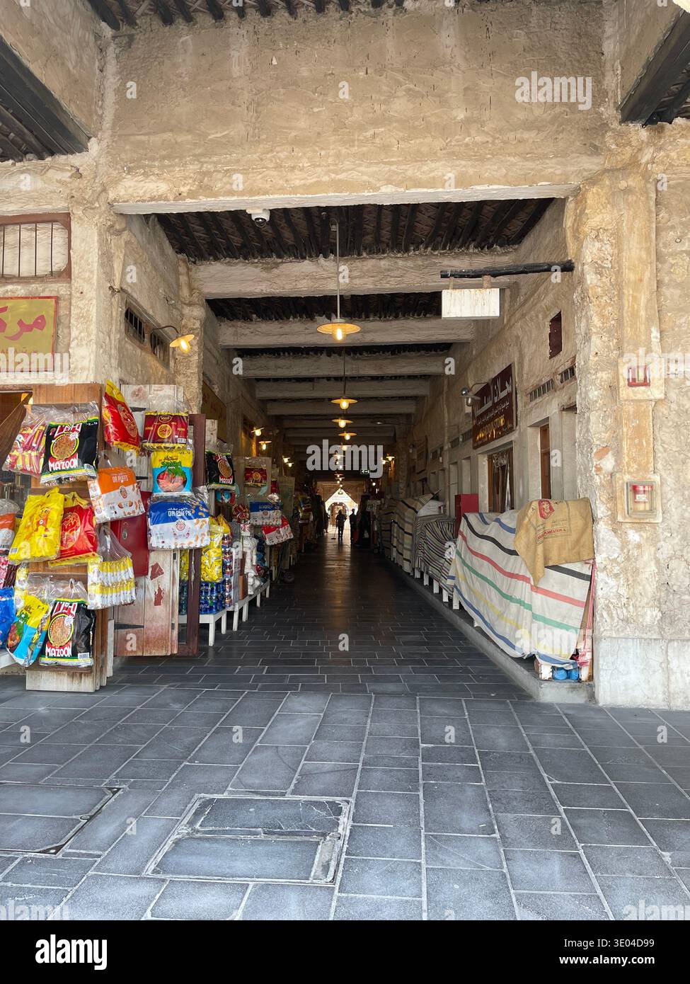 The narrow Streets of Souq Wasif, Doha, Qatar - Smartphone Captured Stock Image