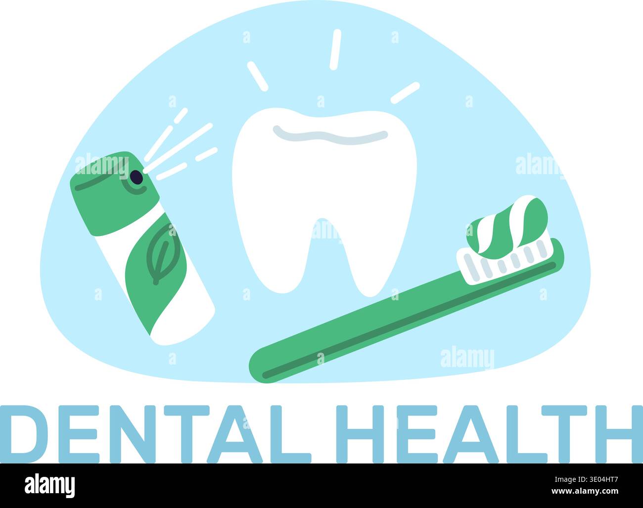 Healthy white tooth. Toothbrush with toothpaste and spray for fresh ...