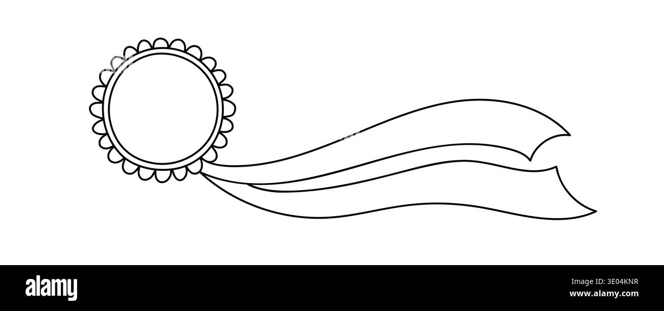 Rosette Award Seal With Flowing Ribbon Outline Illustration Stock ...