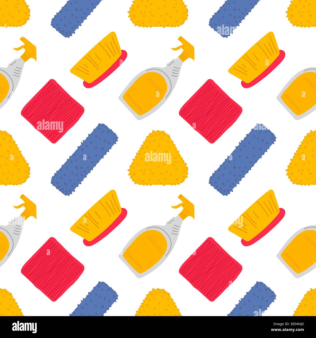 Seamless pattern with wipes and cleaning solution: spray bottle and wipes. Repeating background for wallpapers, packaging. Stock Vector