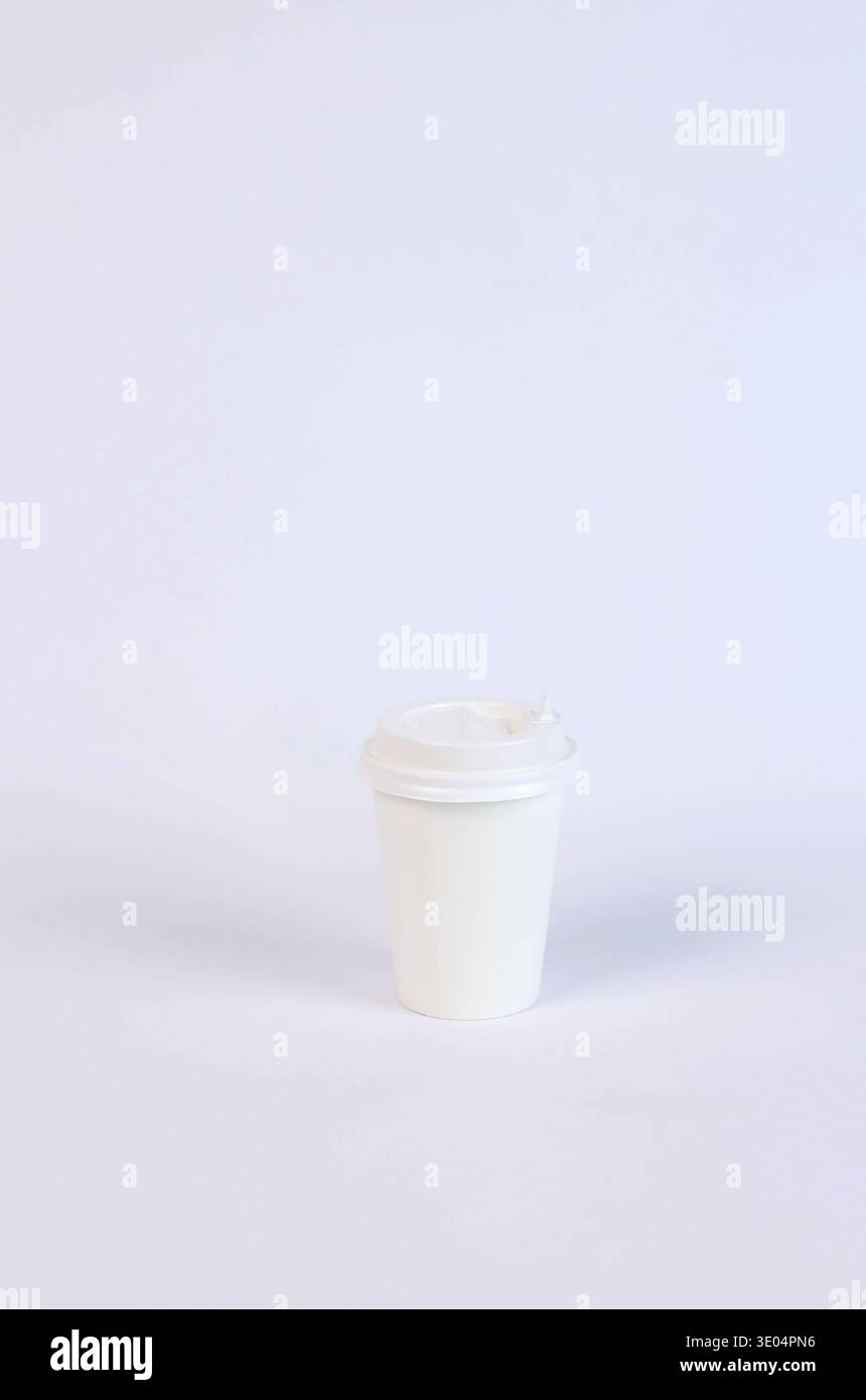 one glass covered with a lid on a white background Stock Photo