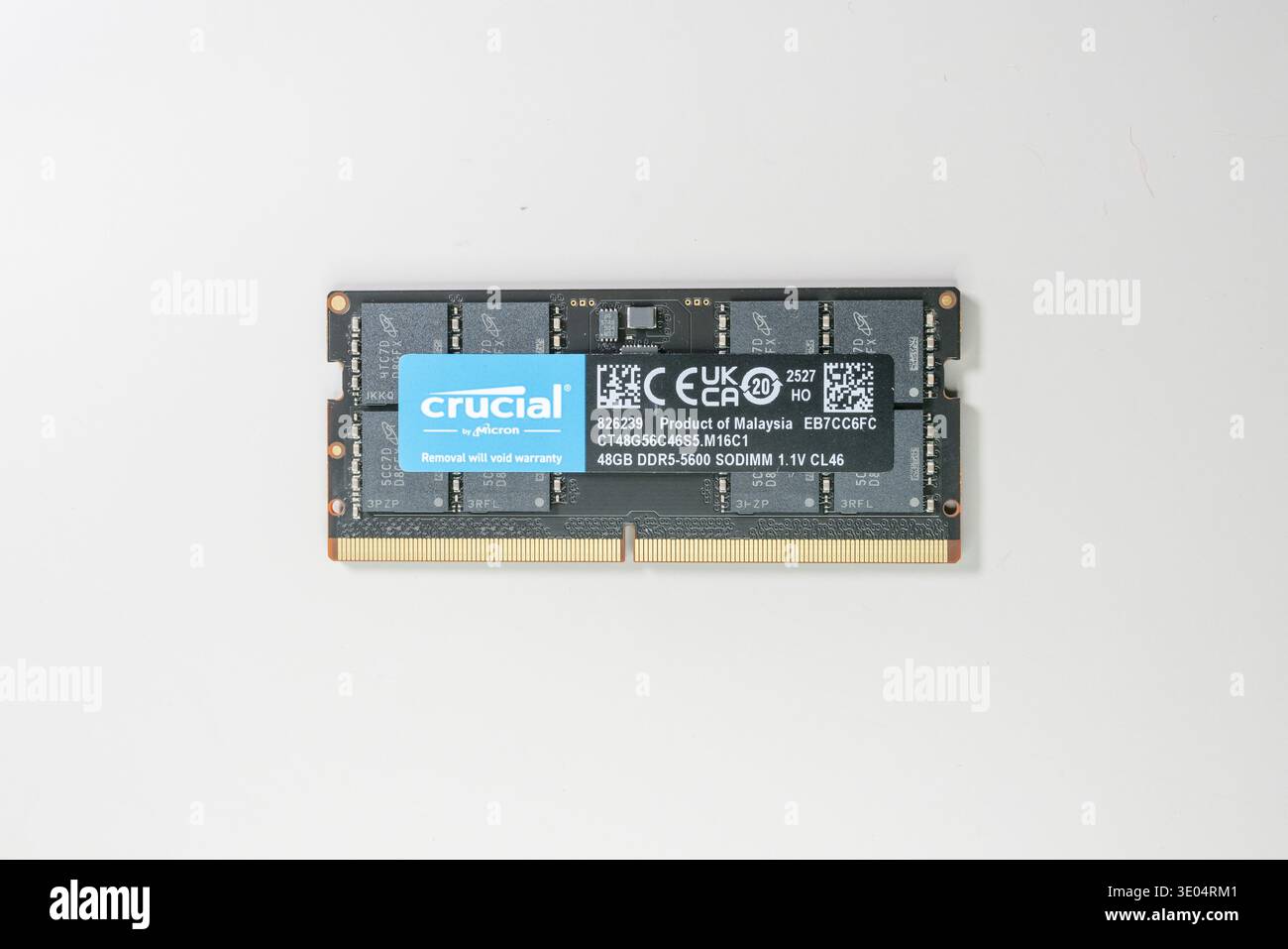 Memory Modules Labeled Close-up of a Crucial by Micron 48GB DDR5-5600 SODIMM memory module ...