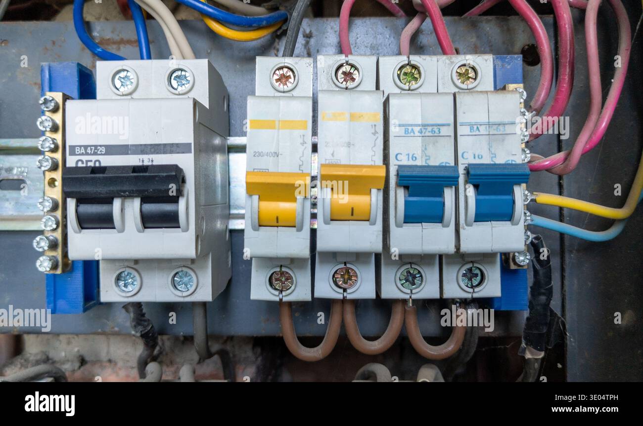 Fuses in the electrical distribution board. Electrical accessories ...