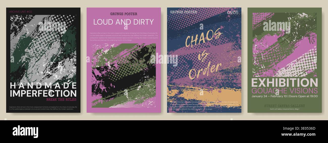 Abstract Grunge Poster Templates Vector Set Stock Vector