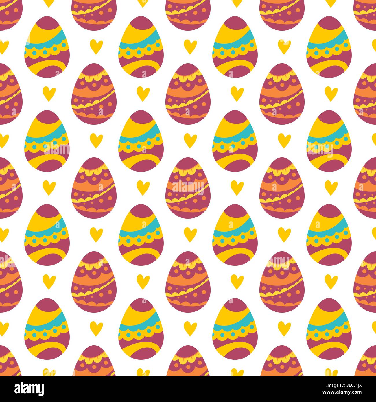 Seamless Easter pattern with red decorated eggs. Vector illustration perfect for wrapping paper Stock Vector